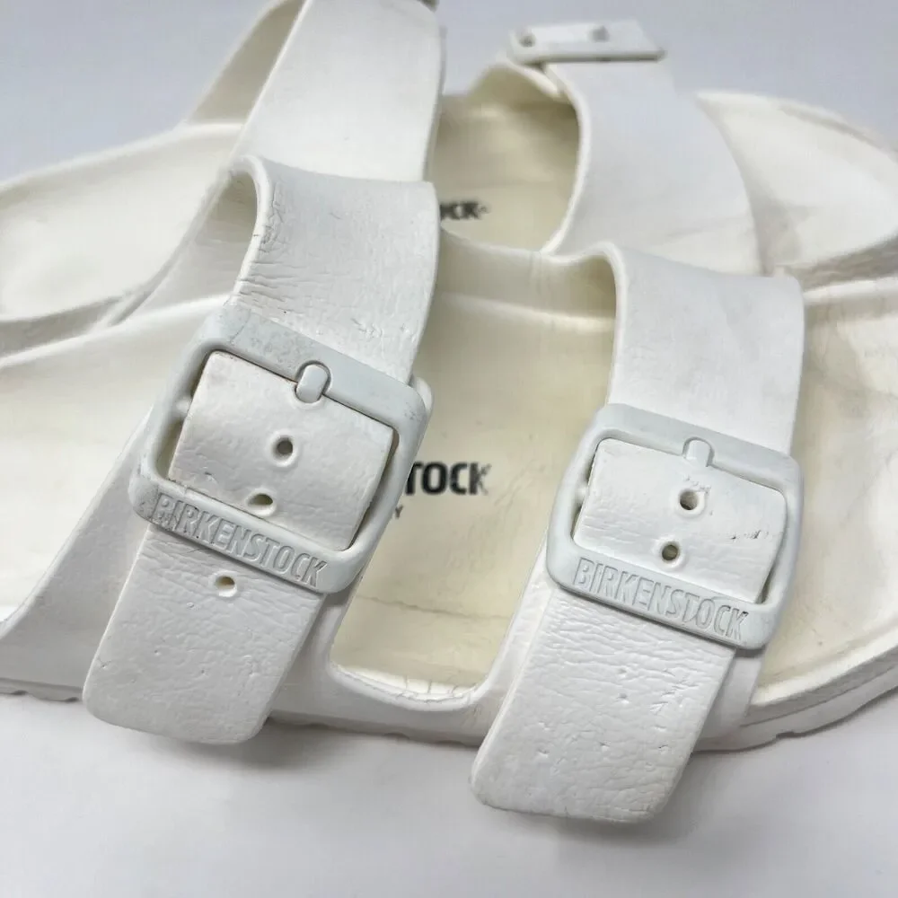Birkenstock Arizona EVA Beach Sandals Size US 6 EU 37 White Buckle Slides